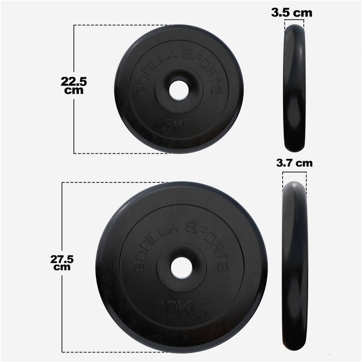 Vægtskiver GUMMI Støbejern 2x10 kg 2x5 kg