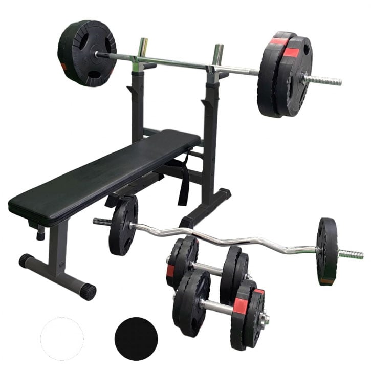 Bänkpress PRO Skivstång Curlstång Hantelset 100kg