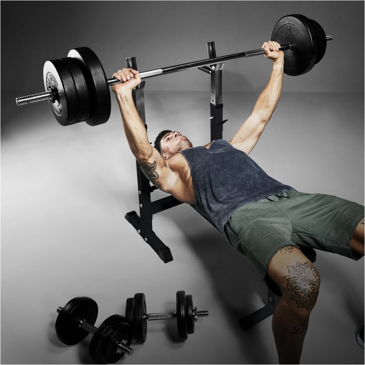 Bänkpress BLACK Skivstång Hantlar 70kg