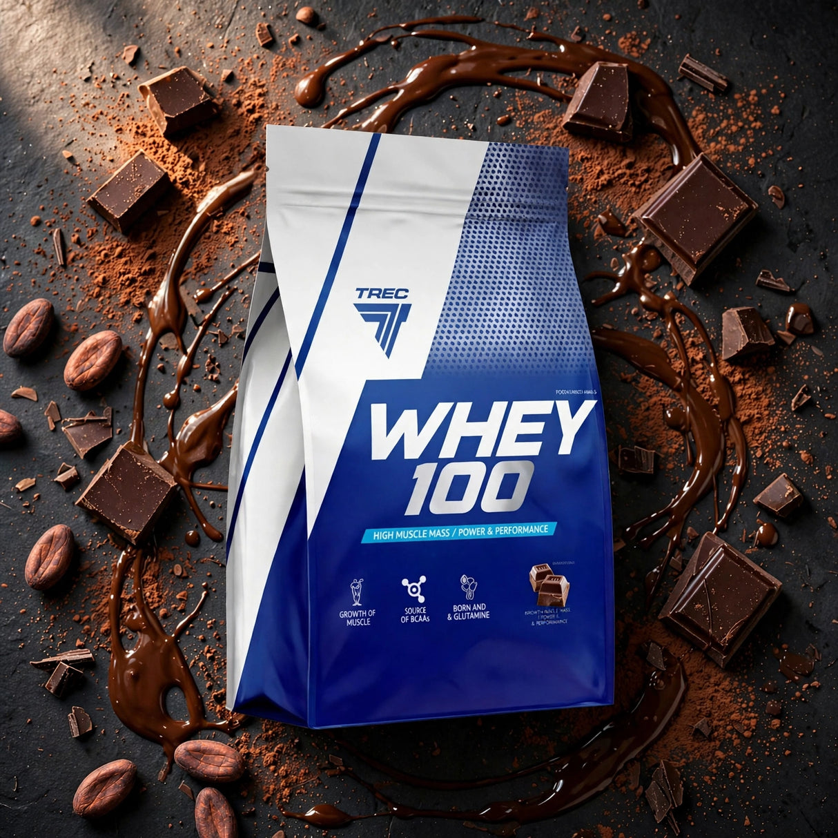 Proteinpulver TREC Whey 100, 900g Double Chocolate