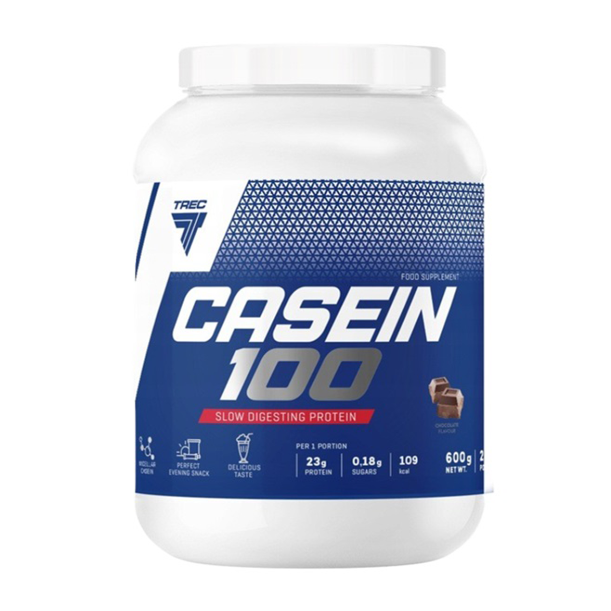 Långsamt absorberande kaseinprotein TREC CASEIN 100 CHOKLAD 600g