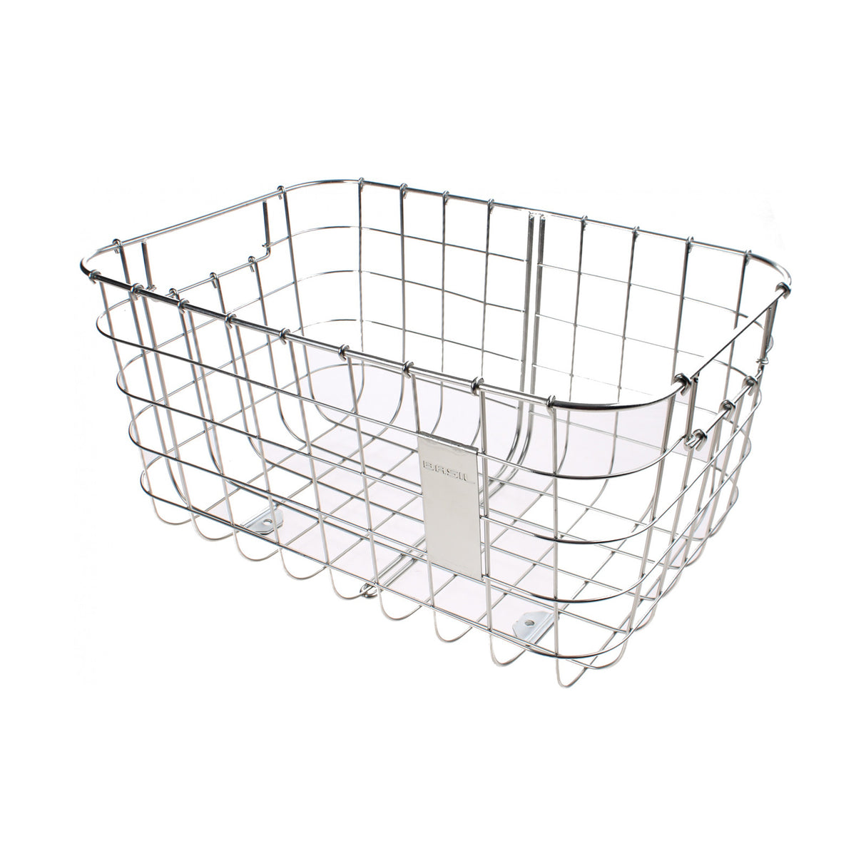 Cykelkorg fram BASIL ROBIN, med stöd för framhjulet, metall, silver