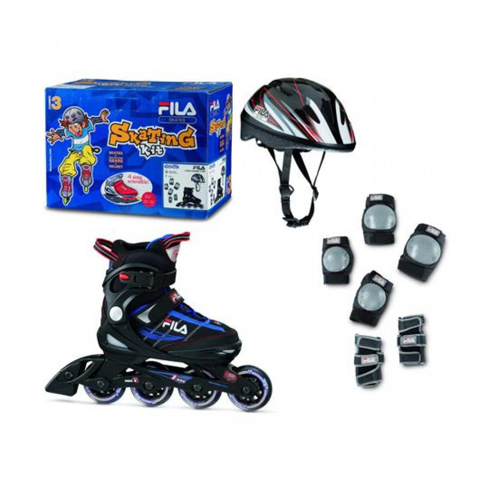 Rullskridskor för barn FILA J-ONE COMBO 3 SET (L36-40), svart-blå-röd