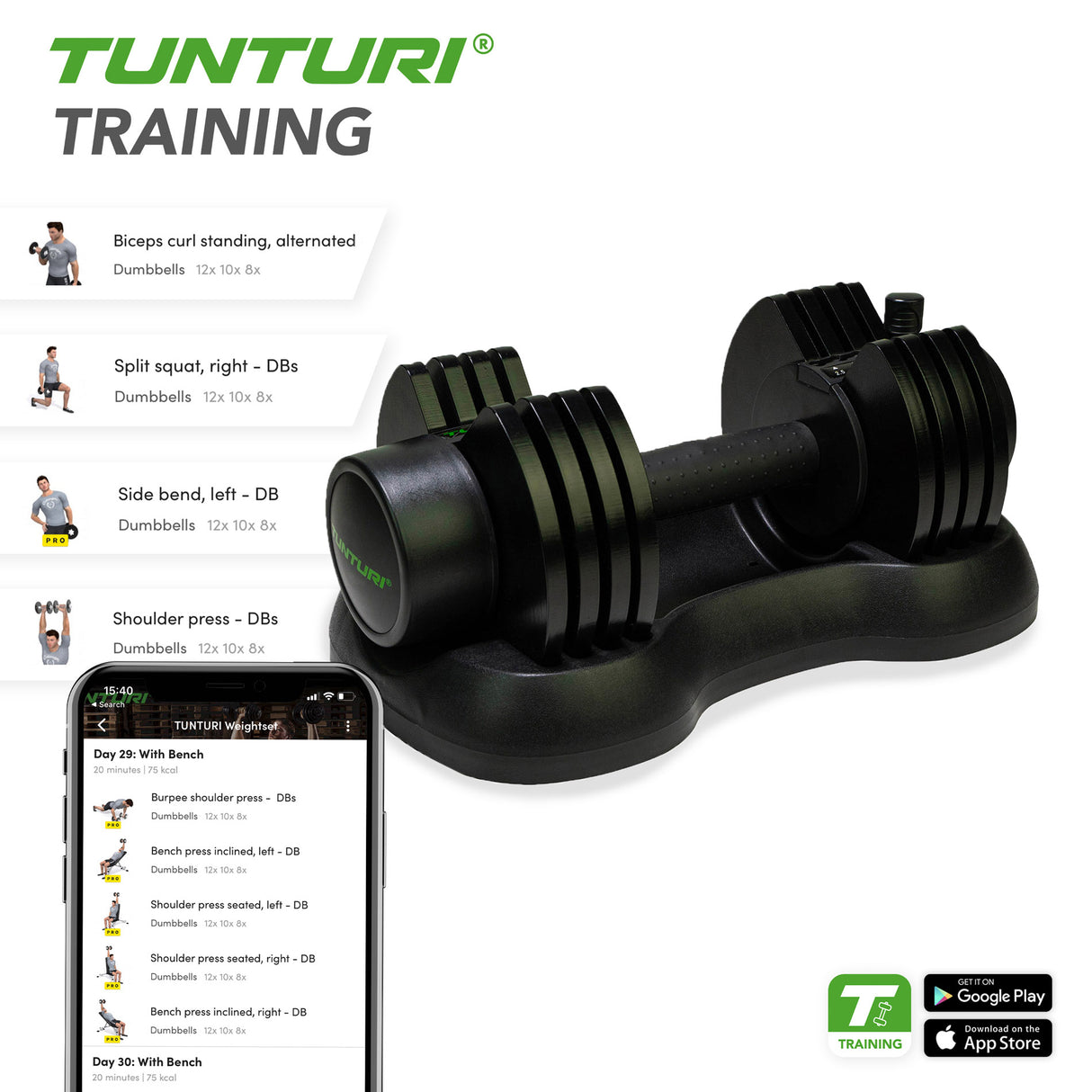 Justerbar håndvægt TUNTURI Selector Dumbbell 25kg