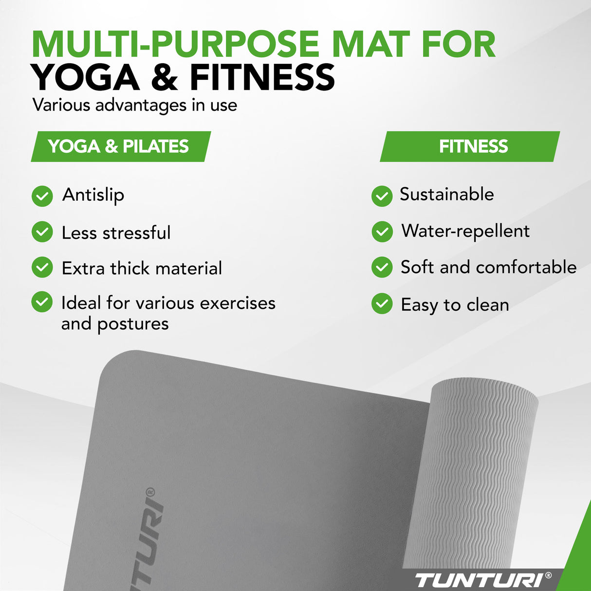 Yogamatta Tunturi Yogamat 8mm, Grå