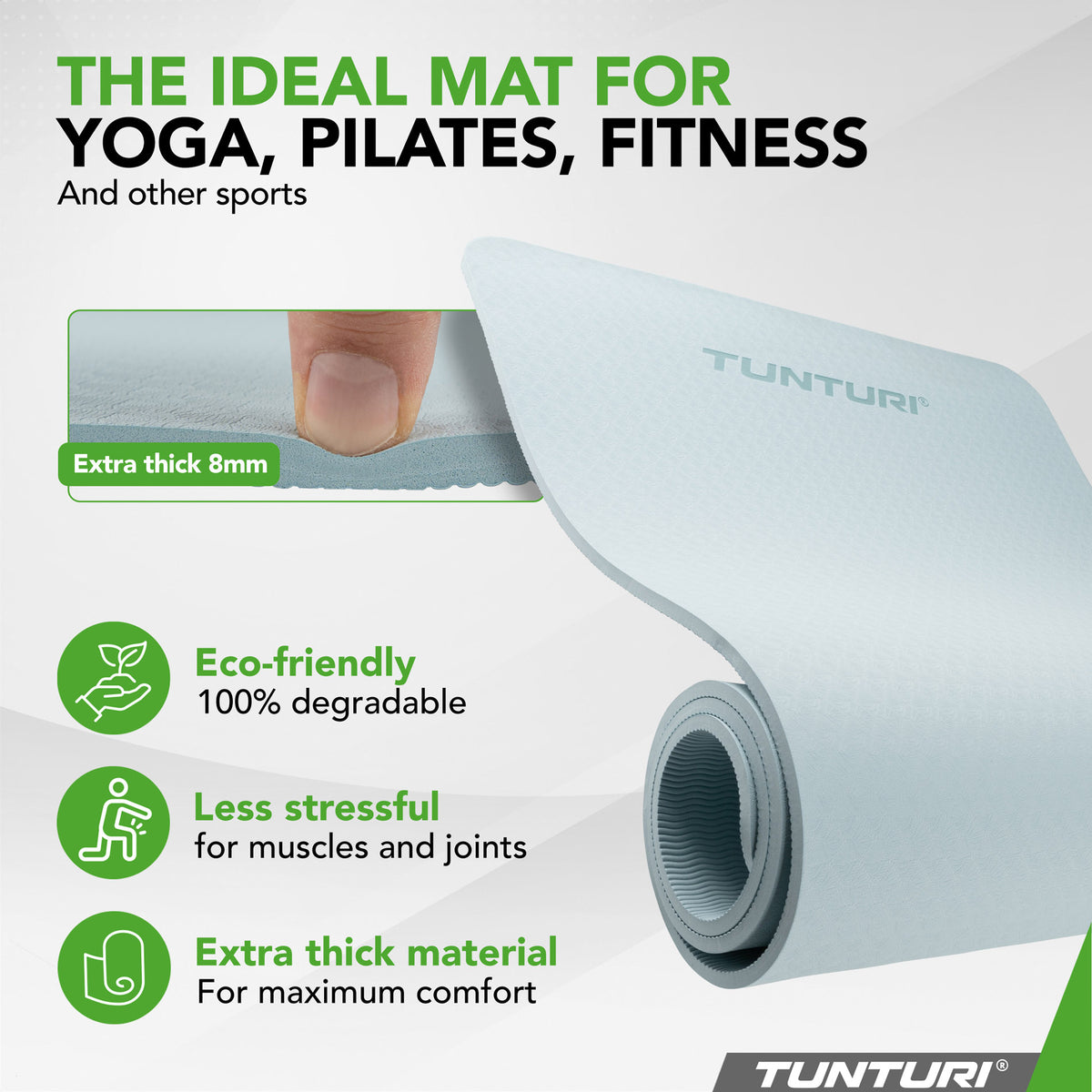 Yogamatta Tunturi Yogamat 8mm, ljusblå