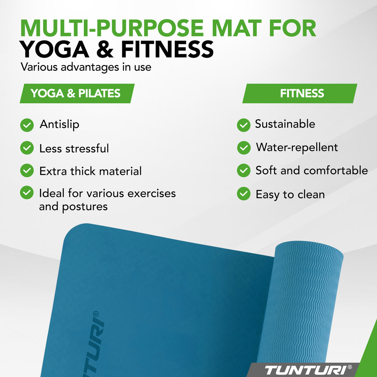 Yogamåtte Tunturi Yogamat 8mm, Petrol Blue