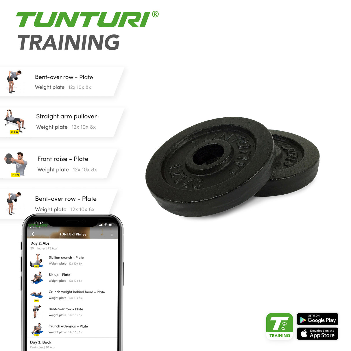Vægtskiver TUNTURI Plates Black, 30 mm, 0,5 kg