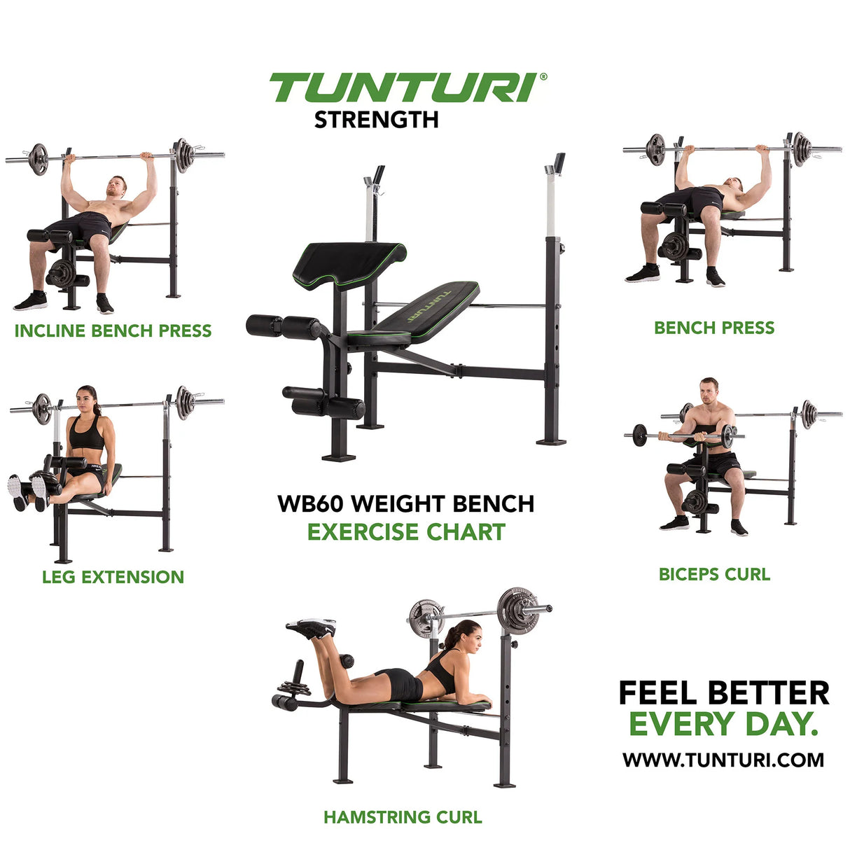 Träningsbänk Tunturi WB60 Olympic Width Weight Bench
