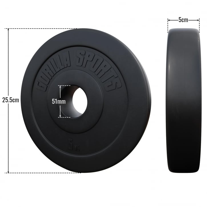 Viktskiva i cement från Gorilla Sports - 5kg - Med mått