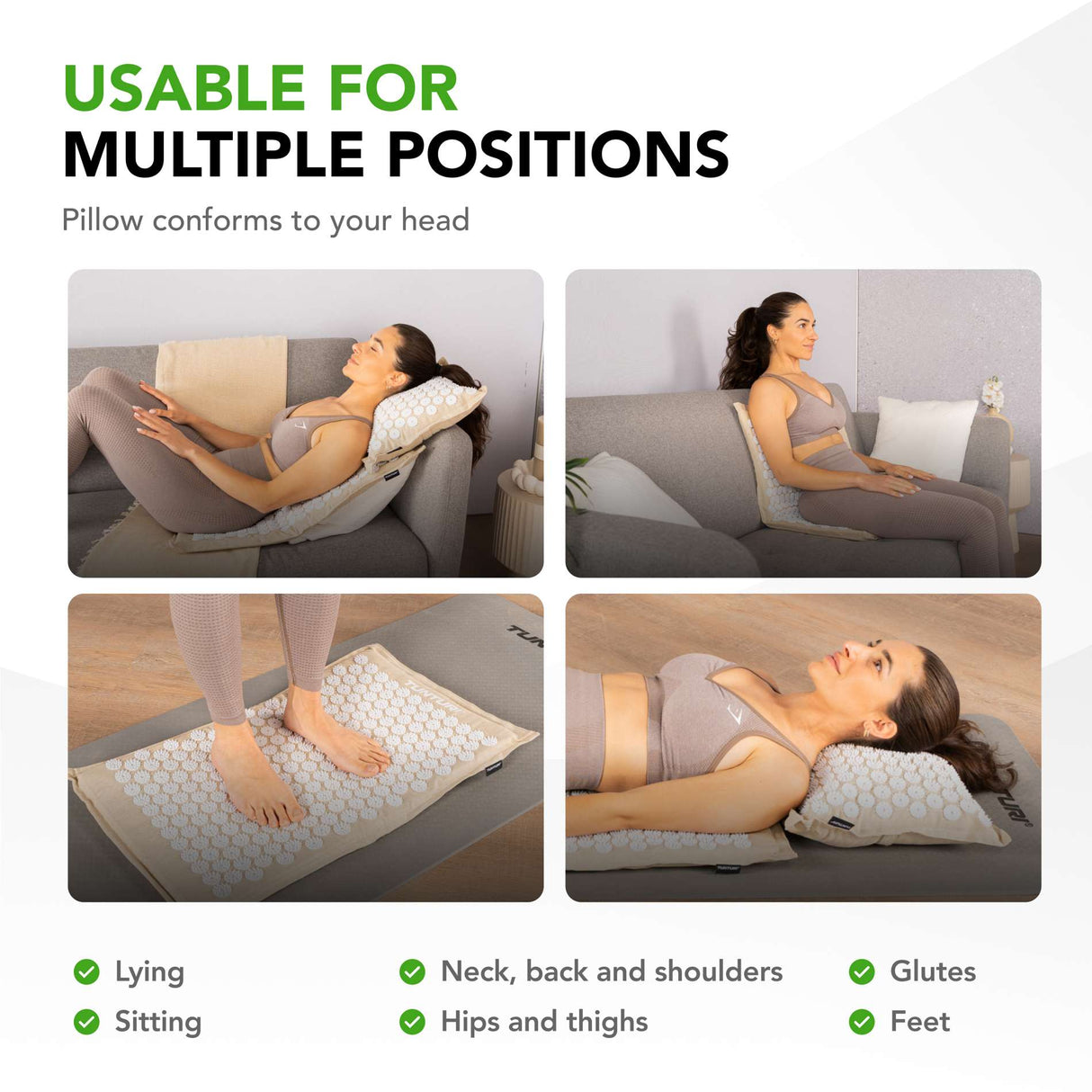 Akupunkturmatta och kudde TUNTURI PRO Akupressurmatta och kudde, beige