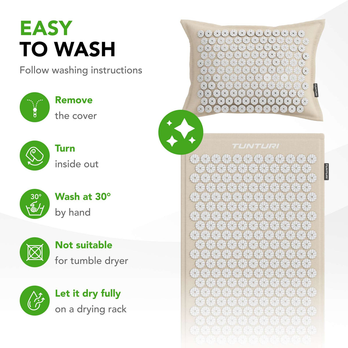 Akupunkturmatta och kudde TUNTURI PRO Akupressurmatta och kudde, beige