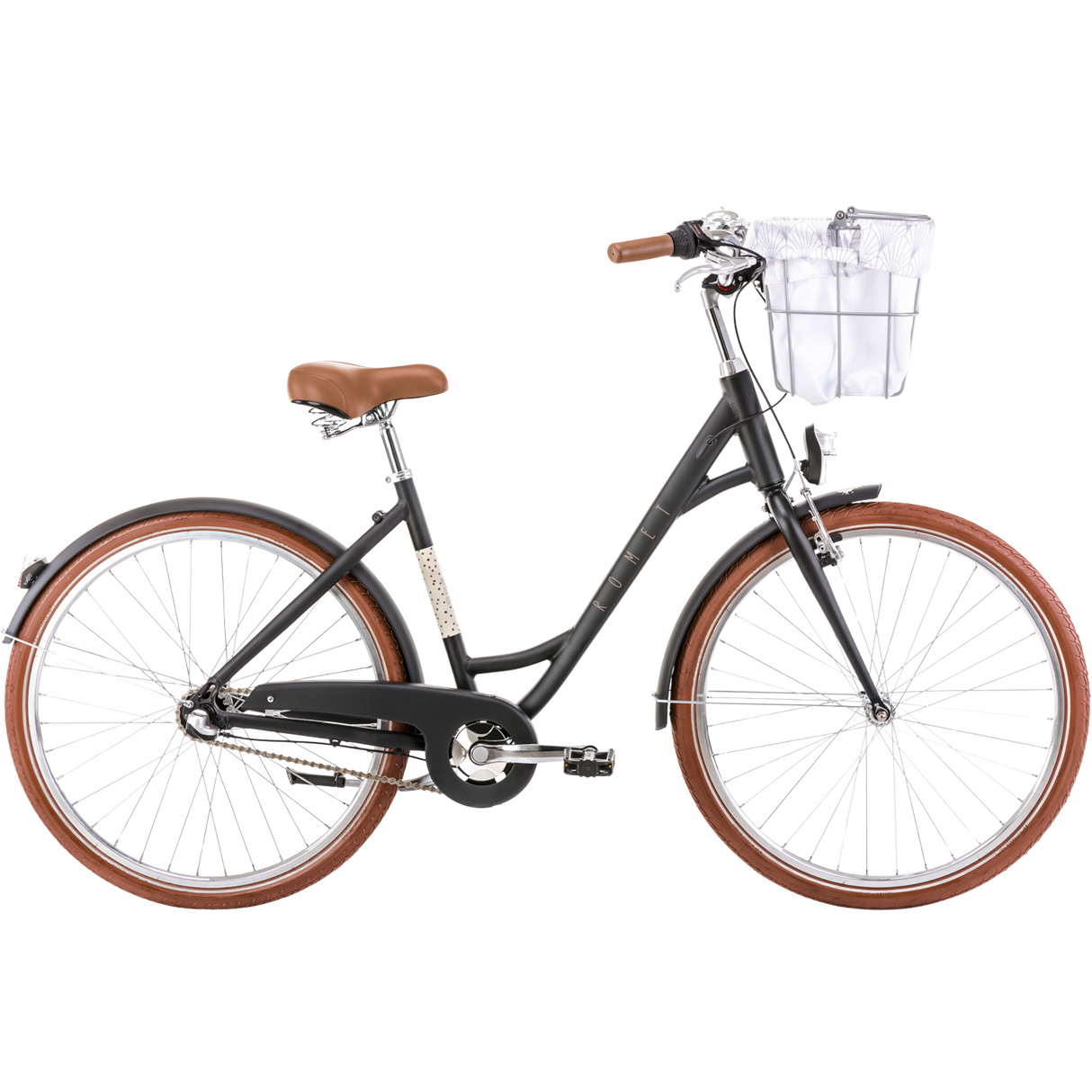 Cykel ROMET Pop Art Eco, med främre korg, svart