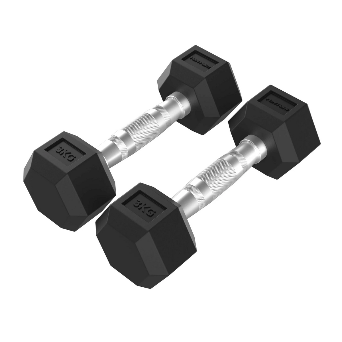 Håndvægte TUNTURI Platinum Hex Rubber Dumbbell, 2x 2kg