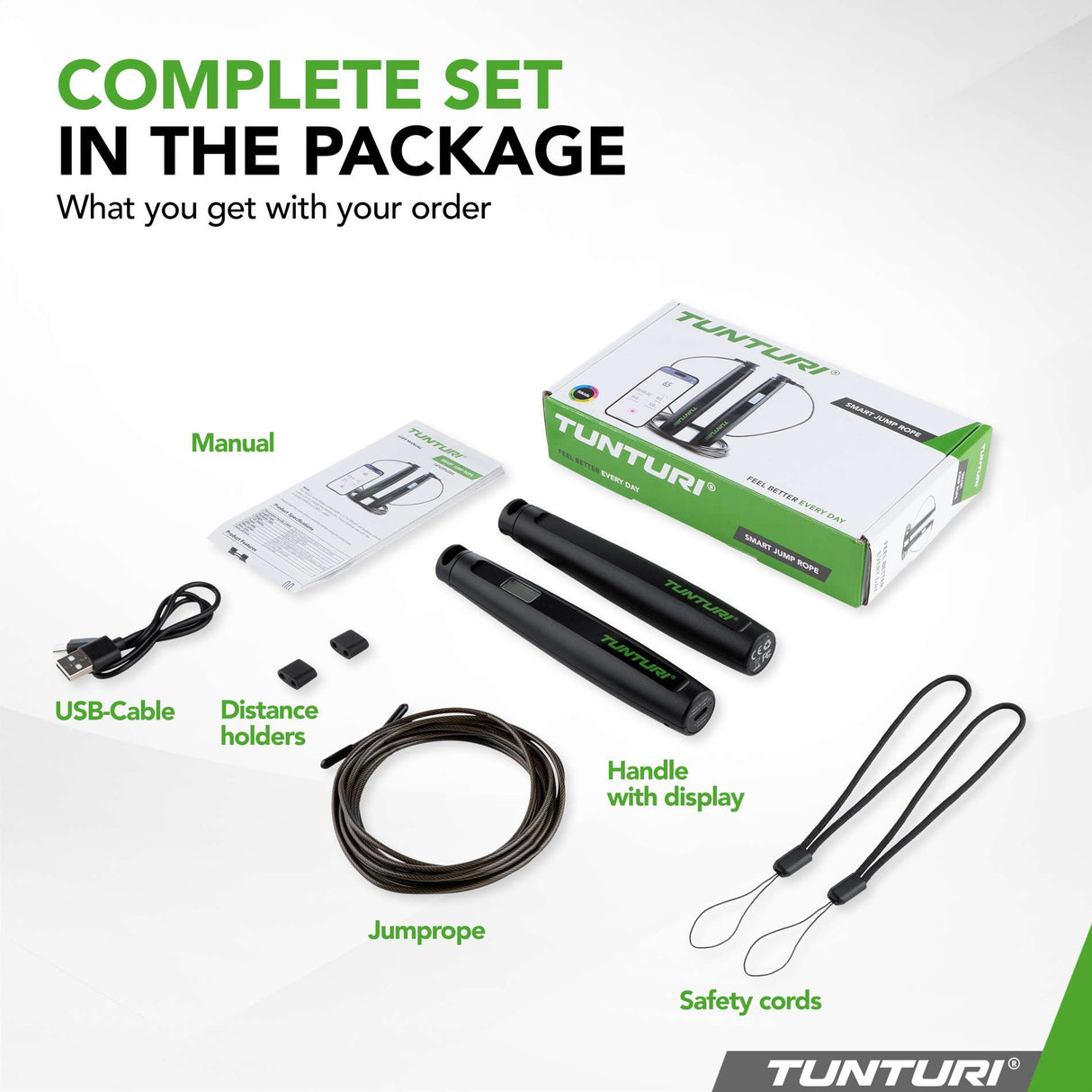 Hopprep TUNTURI Smart Jump Rope med display och app