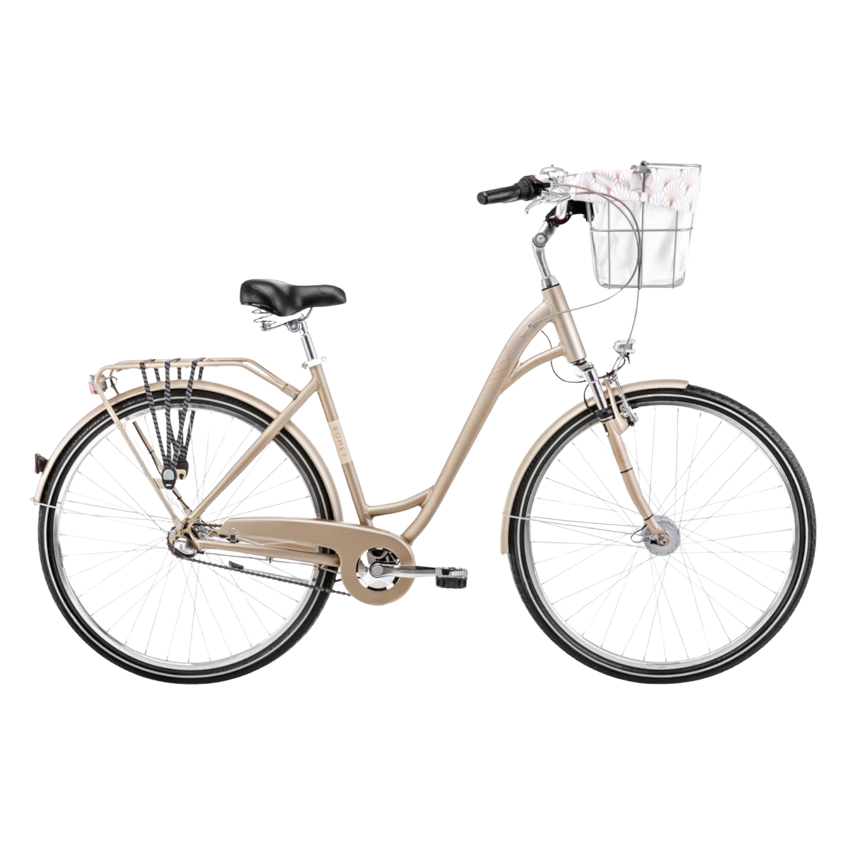 Cykel ROMET Art Deco Classic, med frontkurv, beige