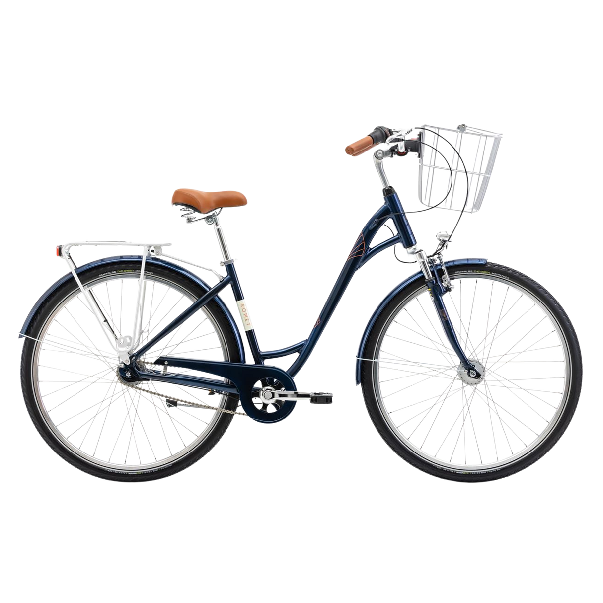Bicycle ROMET Art Deco Lux, with front basket, blue