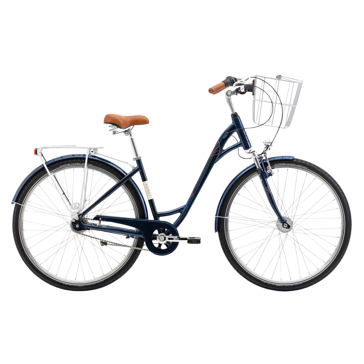 Cykel ROMET Art Deco Lux, med frontkurv, blå