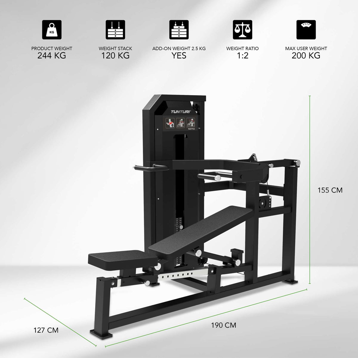 TUNTURI Platinum - Multipress styrketræningsstation - Vægtmagasin V-serie