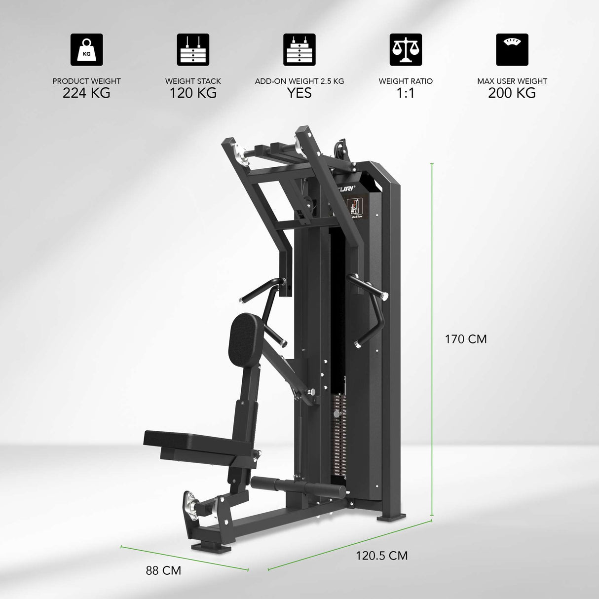 TUNTURI Platinum - Sittande roddmaskin - Viktmagasin - V-Series