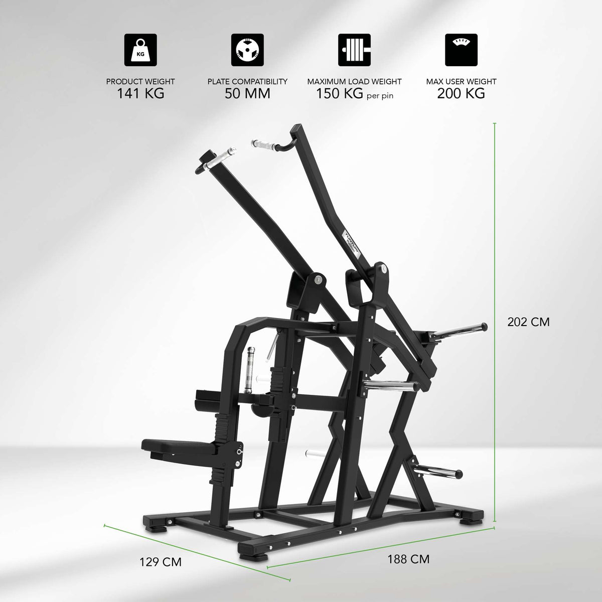 Styrketräningsstation TUNTURI Platinum - Wide Lat Pulldown Styrketräningsstation - Platta-belastad V-serie