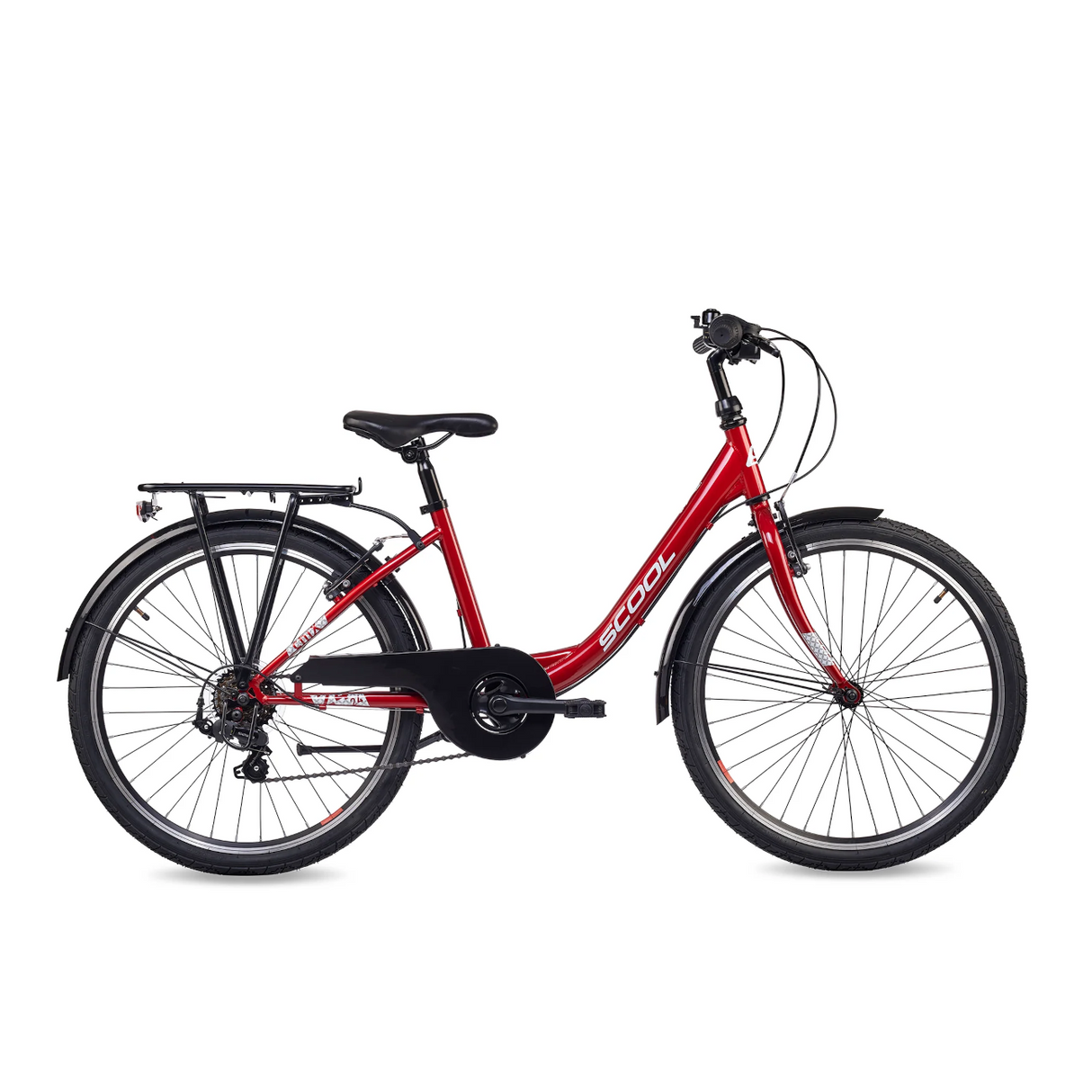 Barncykel S'COOL chiX, 24" Röd/Vit