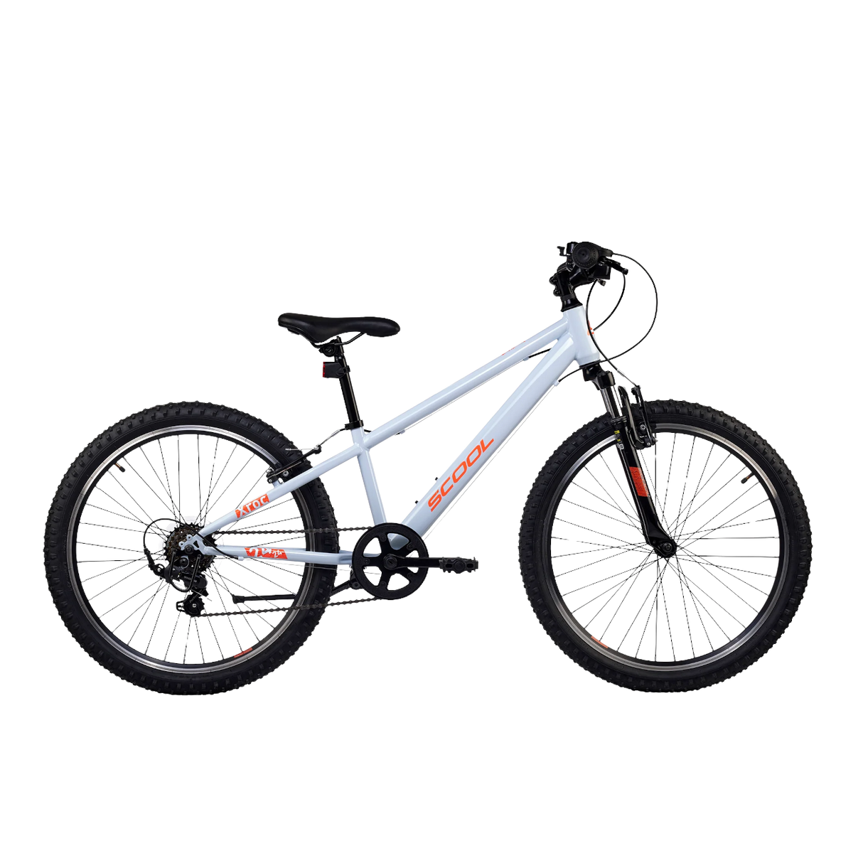 Barncykel S'COOL Xroc, 24" Sky Grey/Neon Orange