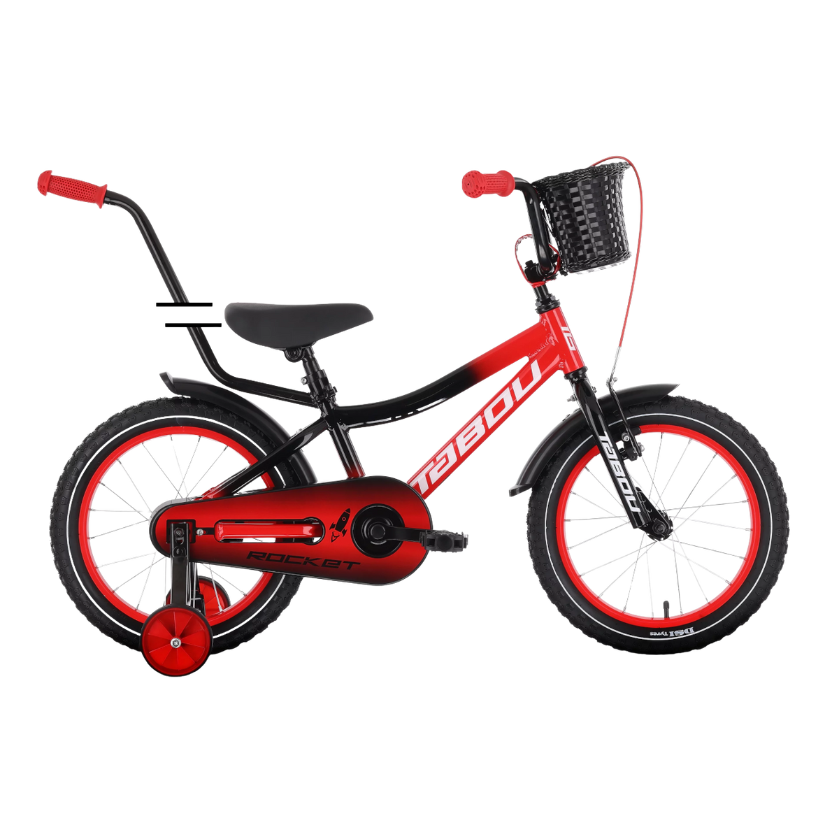 Børnecykel TABOU Rocket Alu, 16" sort-rød