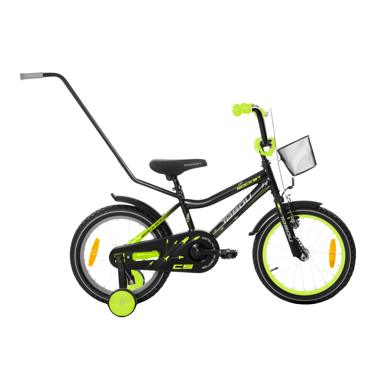 Barncykel TABOU Rocket CS, 16" svart/grön