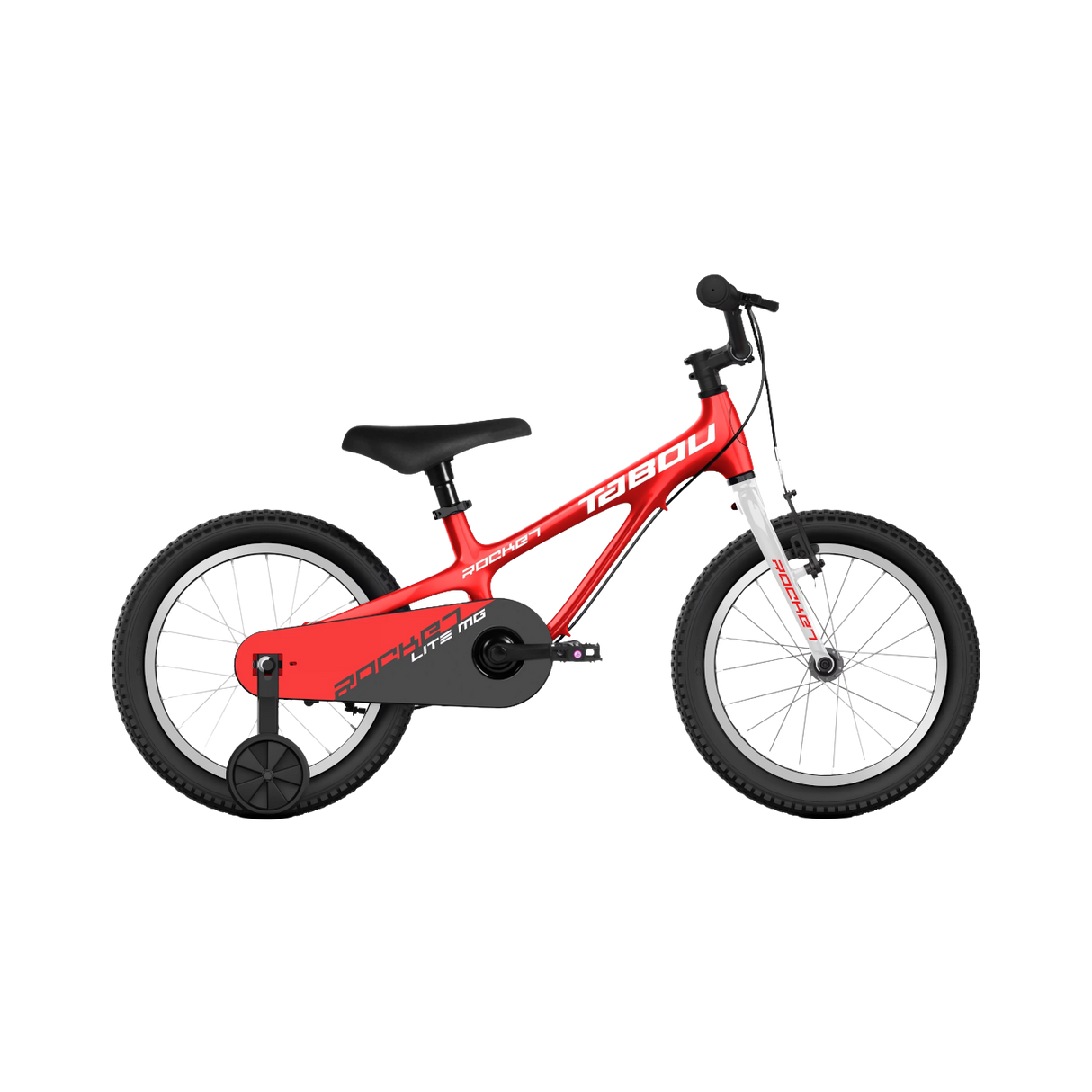 Ultralätt barncykel TABOU Rocket Lite MG, 16" röd-vit