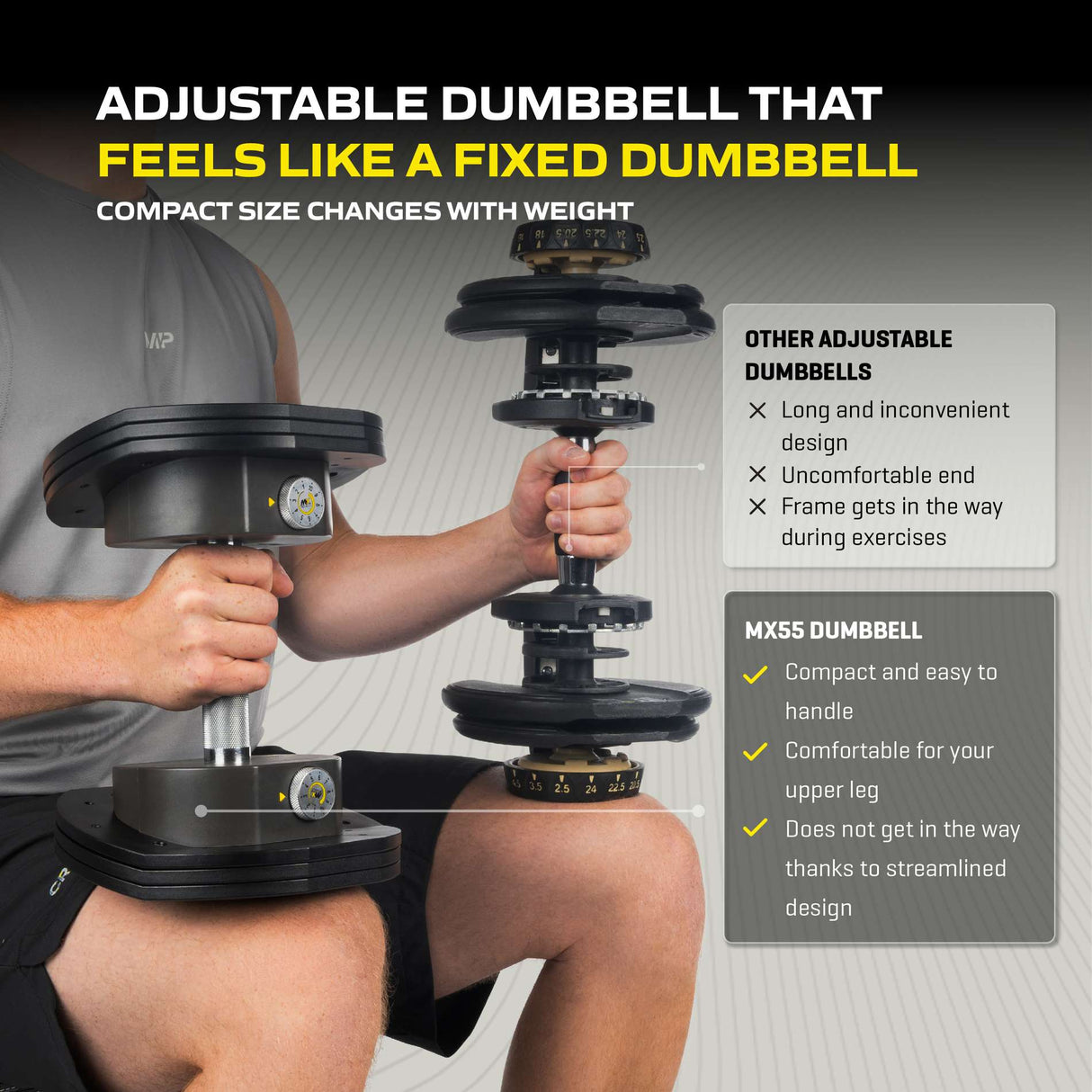 Justerbar hantel TUNTURI MX55 Hantel 4,5-24,9 kg, räfflad