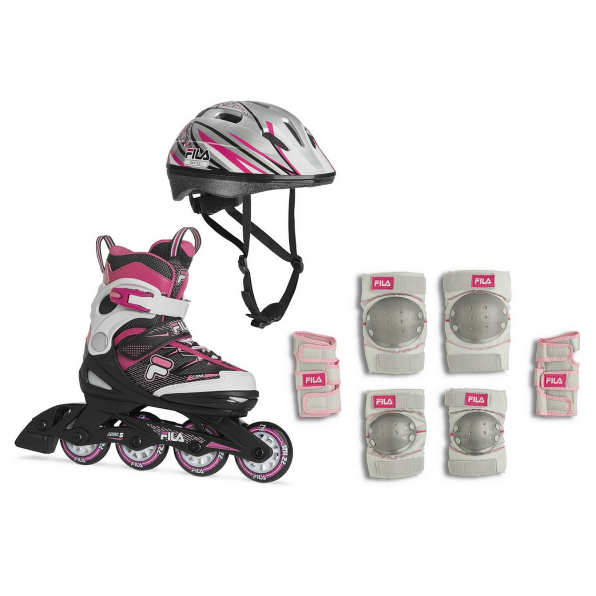 Rullskridskoset för barn FILA J-One Combo G 3 Set, Rosa/Magenta