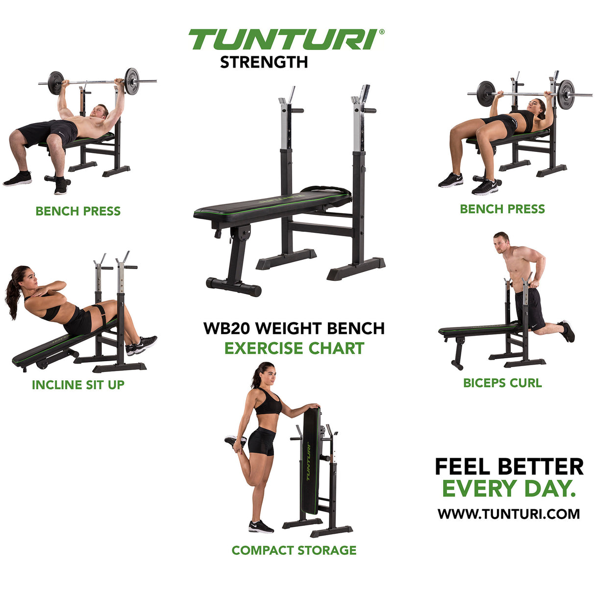 Träningsbänk Tunturi WB20 Basic Weight Bench