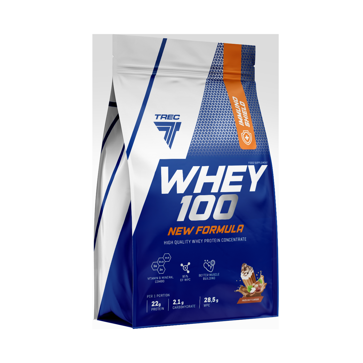 Proteinpulver TREC Whey 100 New Formula 700g, Hasselnöt