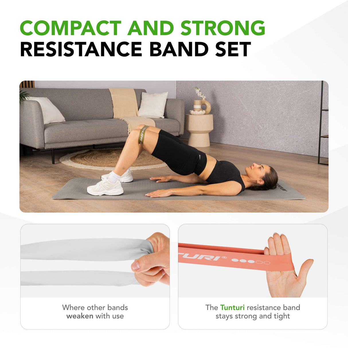 TUNTURI Mini Resistance Band Set, 5 st