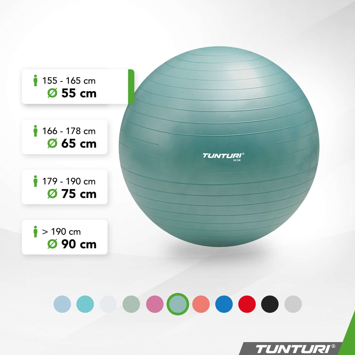 Gymnastikboll TUNTURI Gymball 55cm, Anti-Burst, Mint