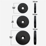 VÆGTSKIVER GUMMI STØBEJERN 4X5 KG 2X2,5 KG 2X1,25 KG