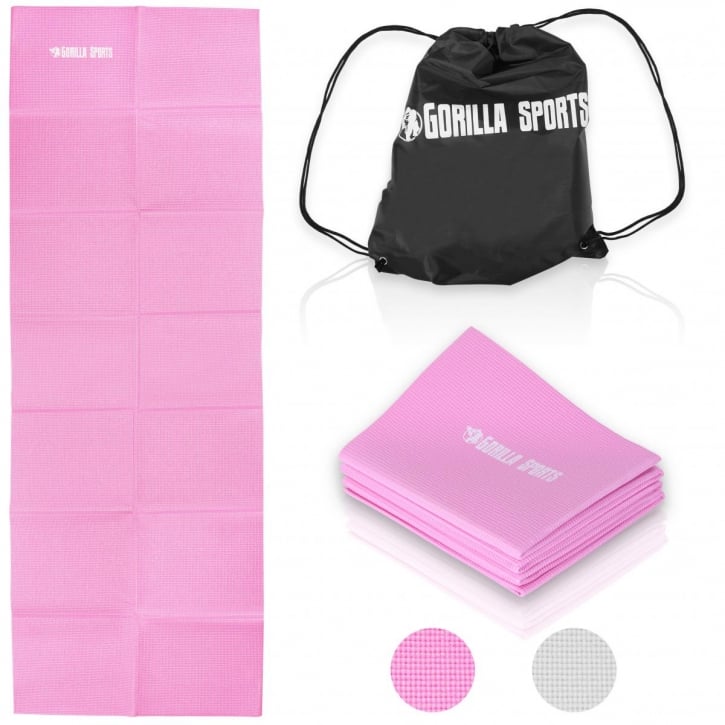 YOGAMÅTTE SAMMENFOLDELIG 173X61 CM GRÅ LYSERØD