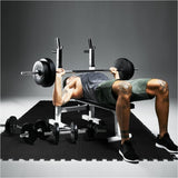 Bänkpress WHITE Skivstång Curlstång Hantelset Golv 100kg