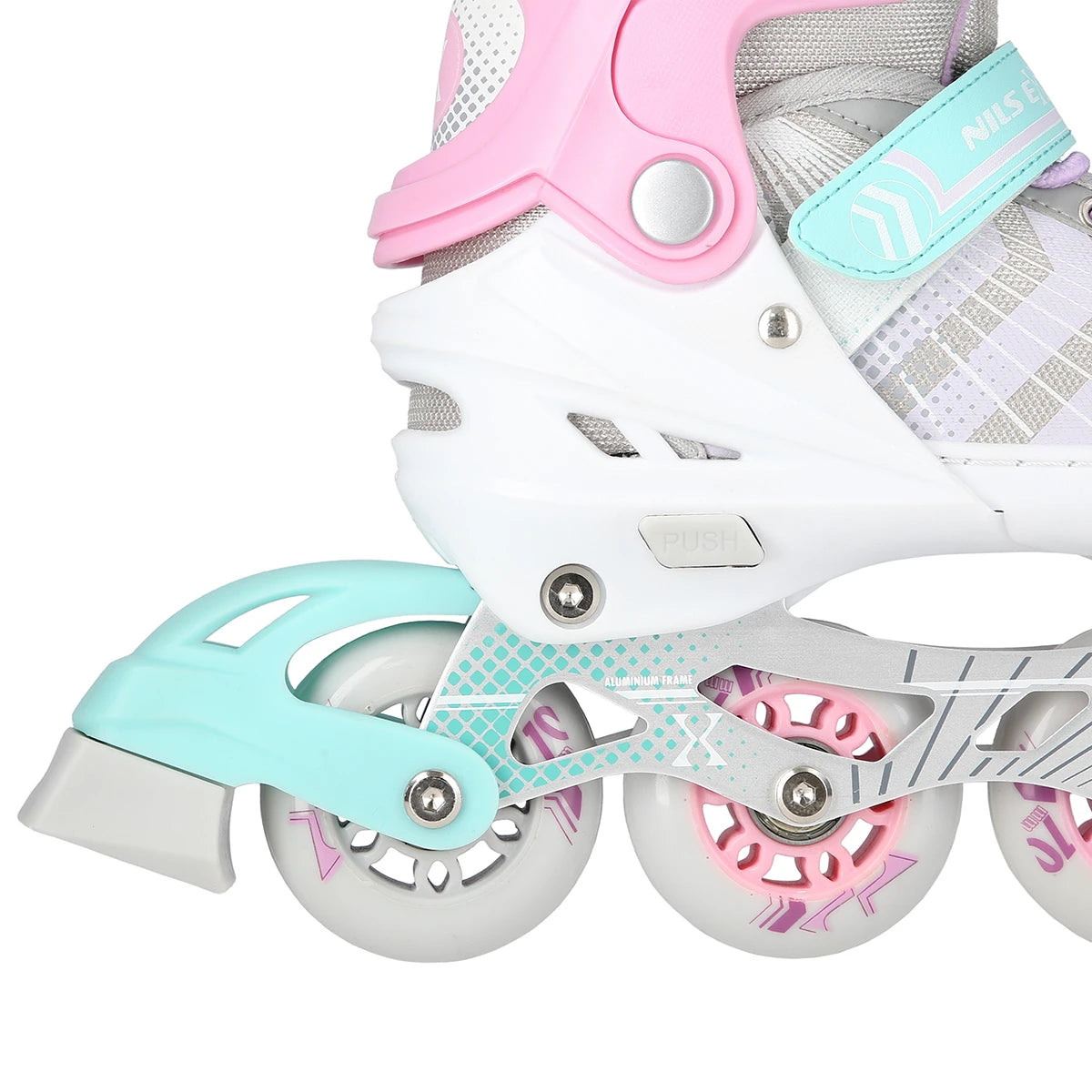 4in1 (rull)uisud NILS EXTREME NH18192, In-line Skates/Hockey Ice Skates, S (29-33), Pink/Mint/White