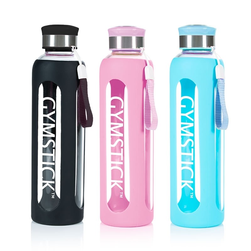 Glasvattenflaska 0,6L - Svart - Gymstick