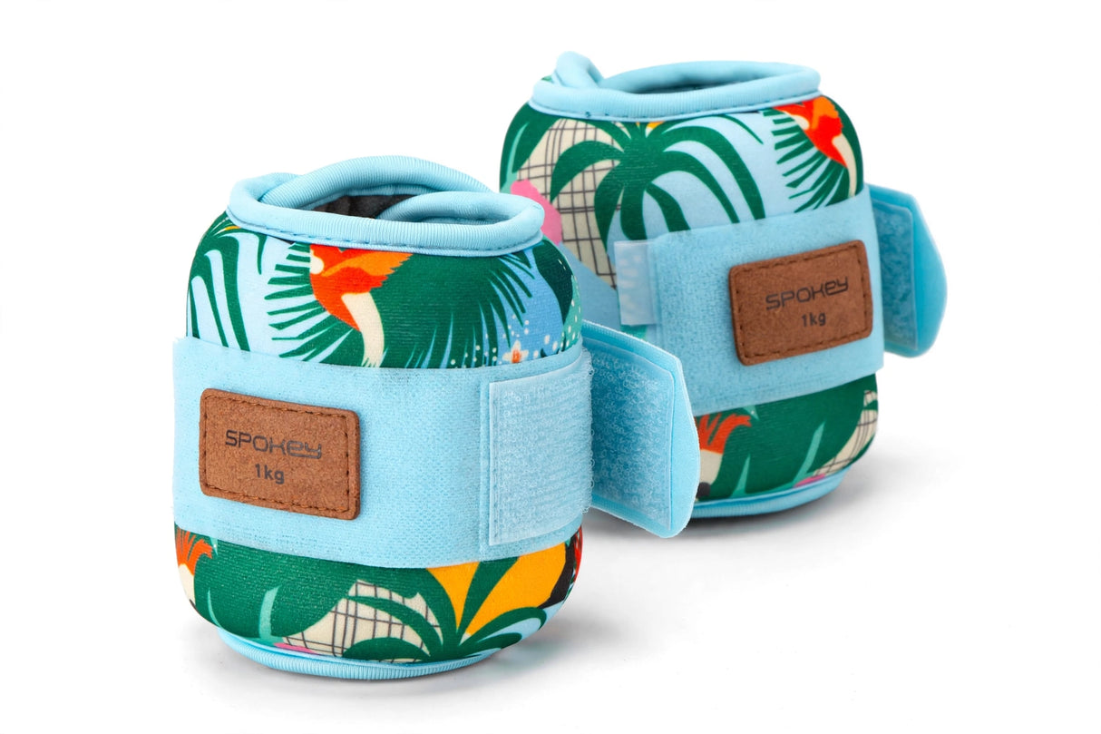 Hand- och fotledsvikter SPOKEY Home Jungle 2x1 kg, blå-fläckig
