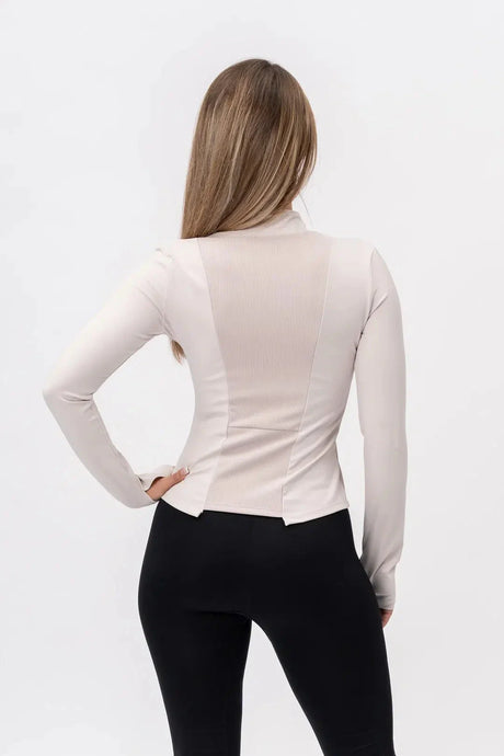 A SLEEK Zip Jacket - Beige - workoutbrands.com