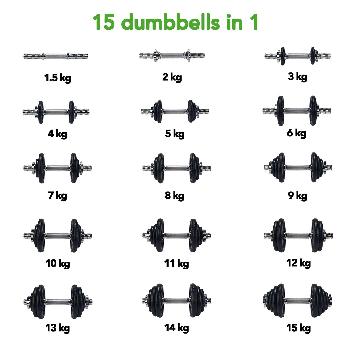 TUNTURI Håndvægtsæt 15 kg, skrue