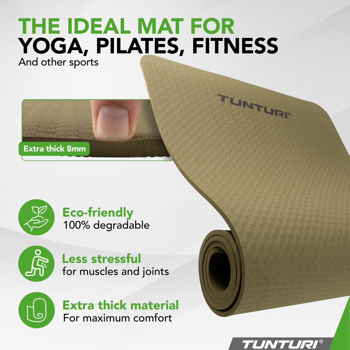 Yogamatta Tunturi Yogamat 8mm, Army Green