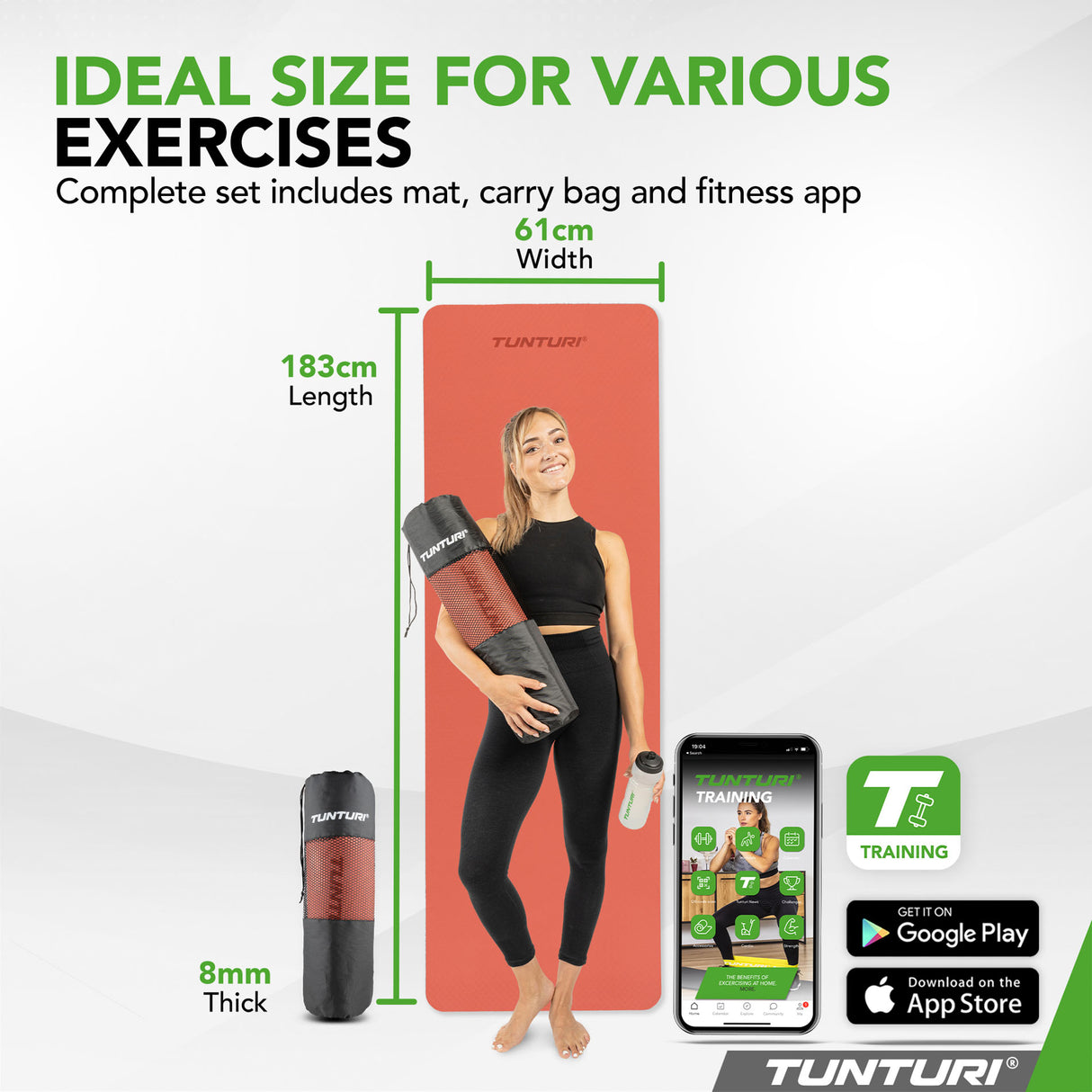 Yogamatta Tunturi Yogamat 8mm, Rose Gold