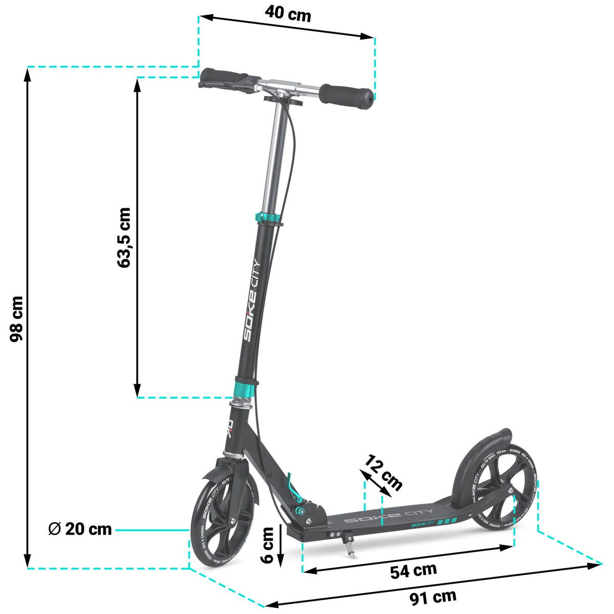Scooter SOKE City, black-turquoise
