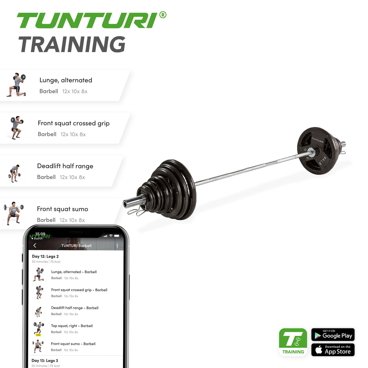 Hantelset TUNTURI 140kg Tri-Grip Hantelset