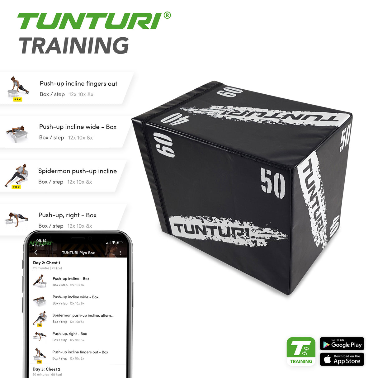 Träningsbox TUNTURI Plyo Box Soft (EVA) 40/50/60cm