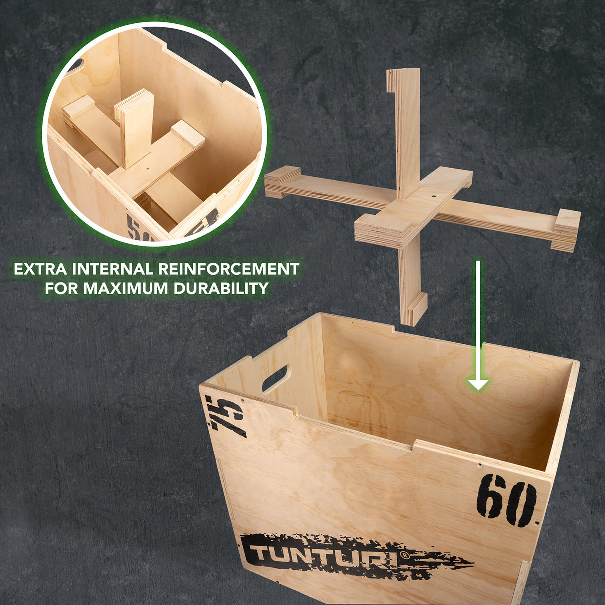 Träningsbox TUNTURI Plyo Box Wood 40/50/60cm